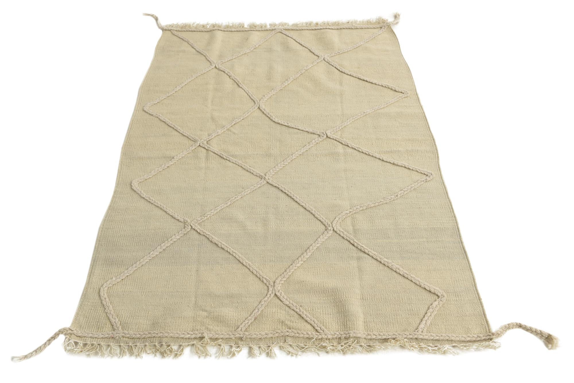 3' 5 x 5' Hand Knotted Moroccan Wool Rug