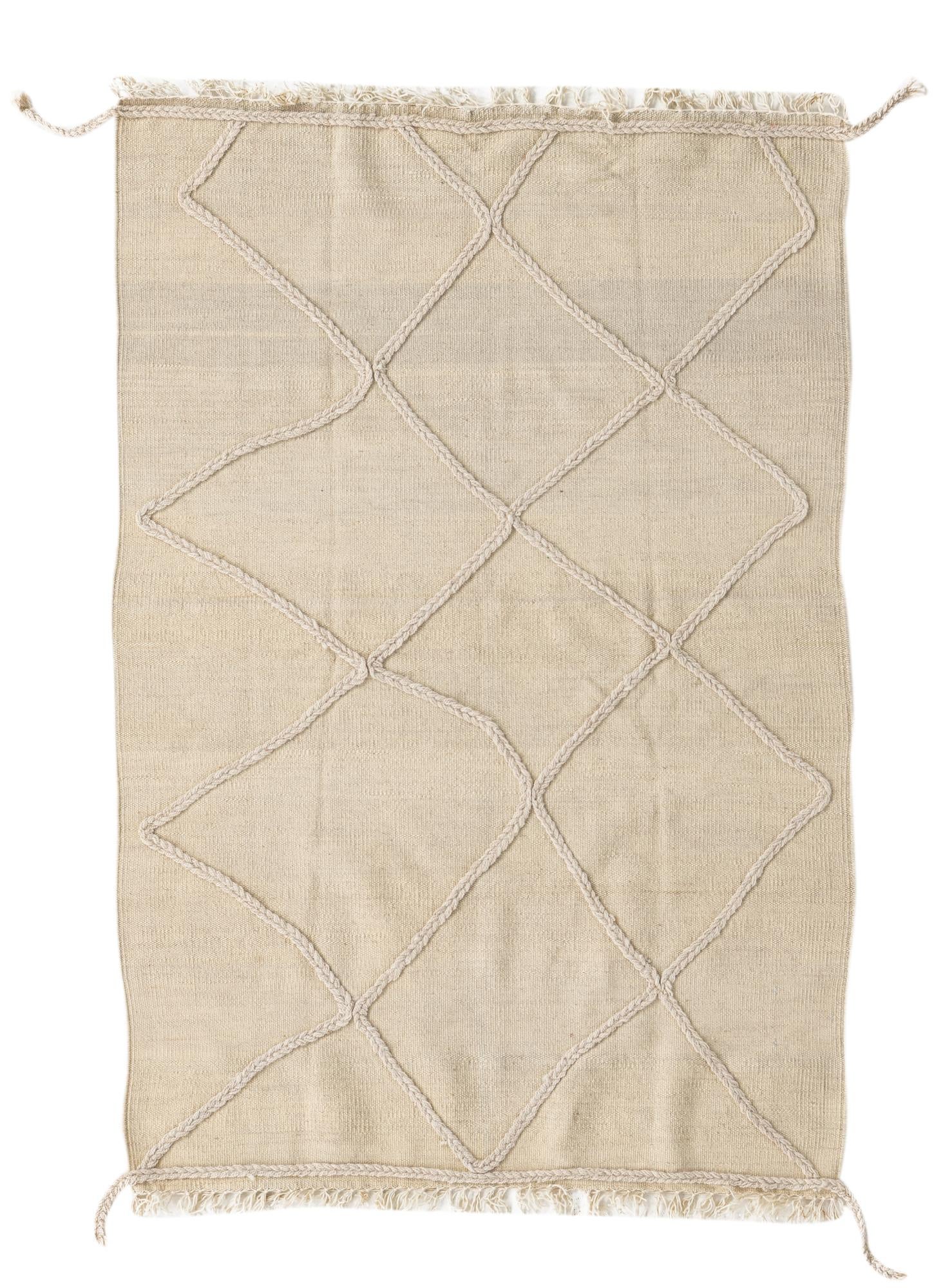 3' 5 x 5' Hand Knotted Moroccan Wool Rug