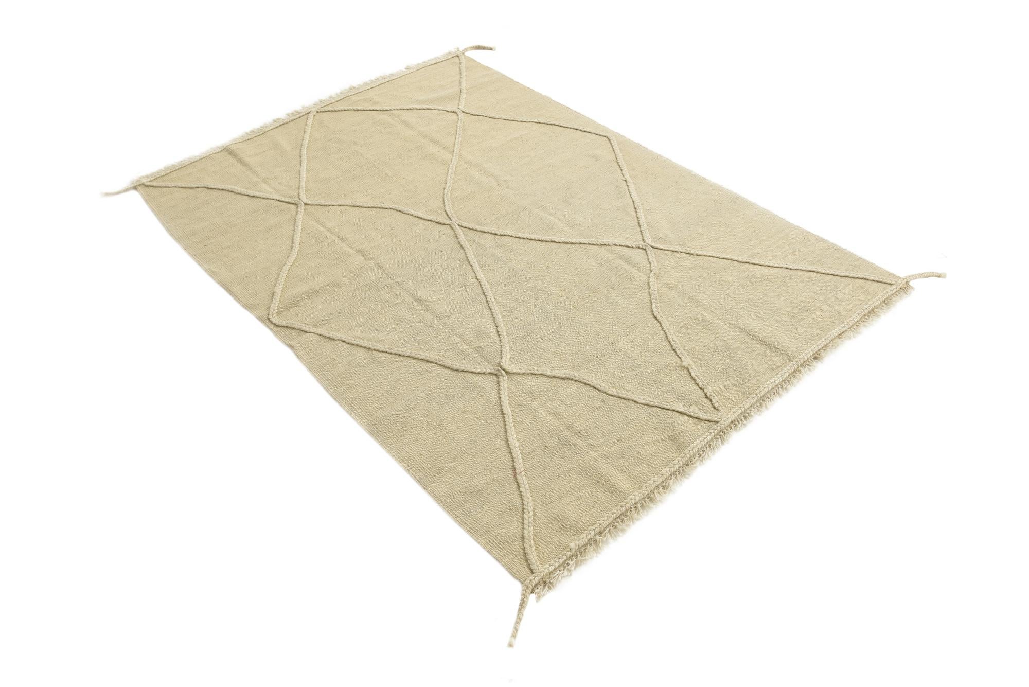 4' 3 x 6' 1 Hand Knotted Moroccan Wool Rug