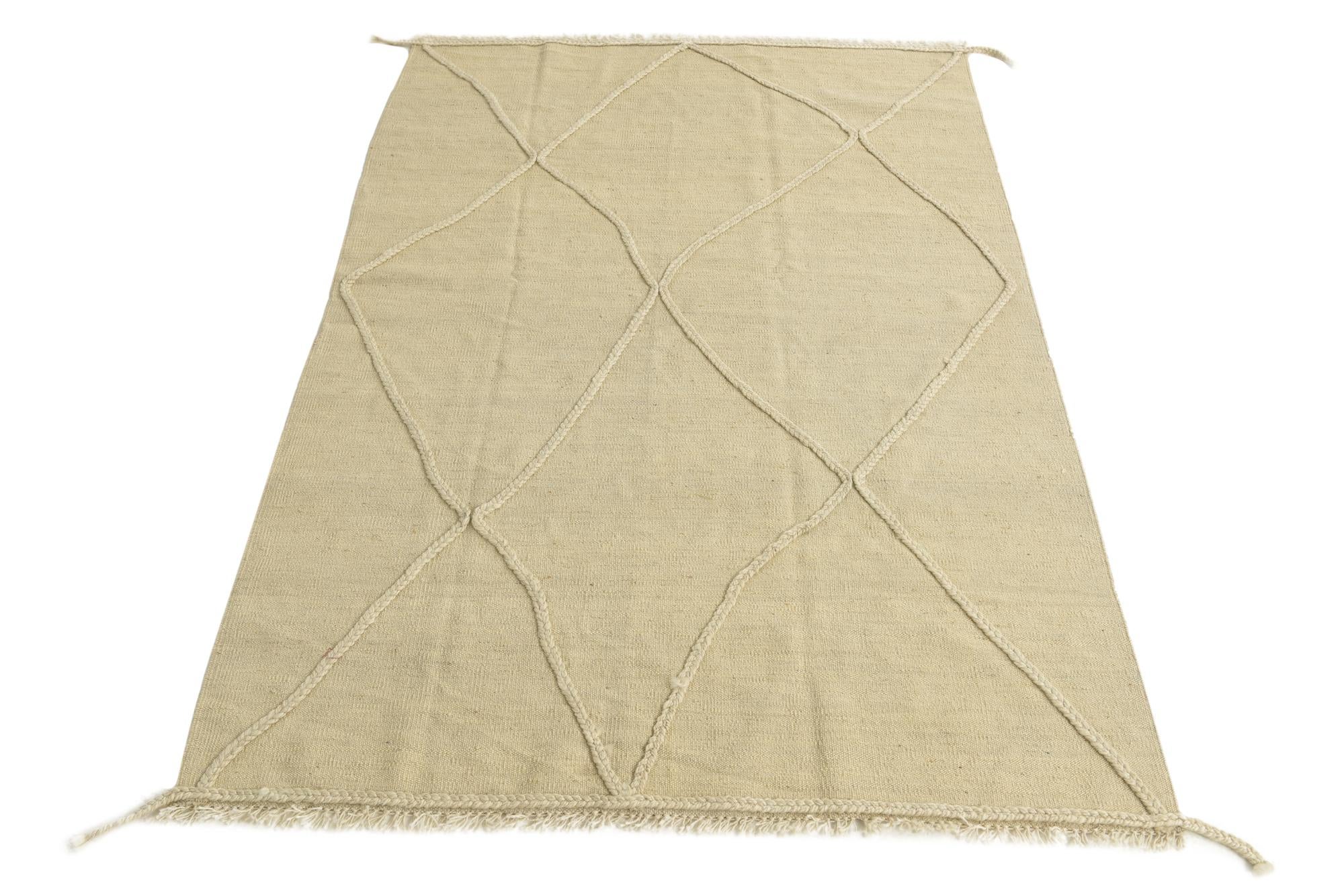 4' 3 x 6' 1 Hand Knotted Moroccan Wool Rug