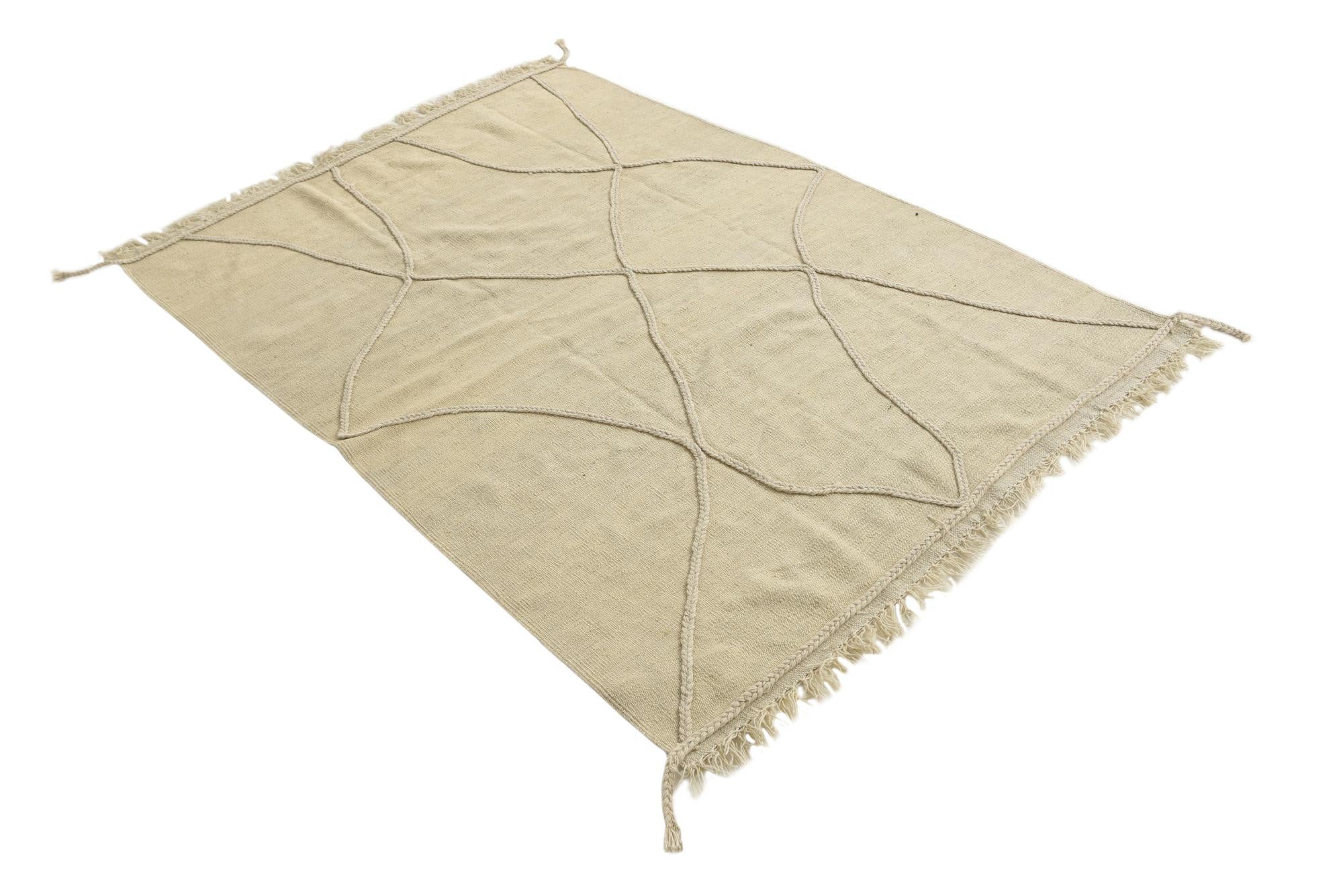 4' 4 x 6' 3 Hand Knotted Moroccan Wool Rug