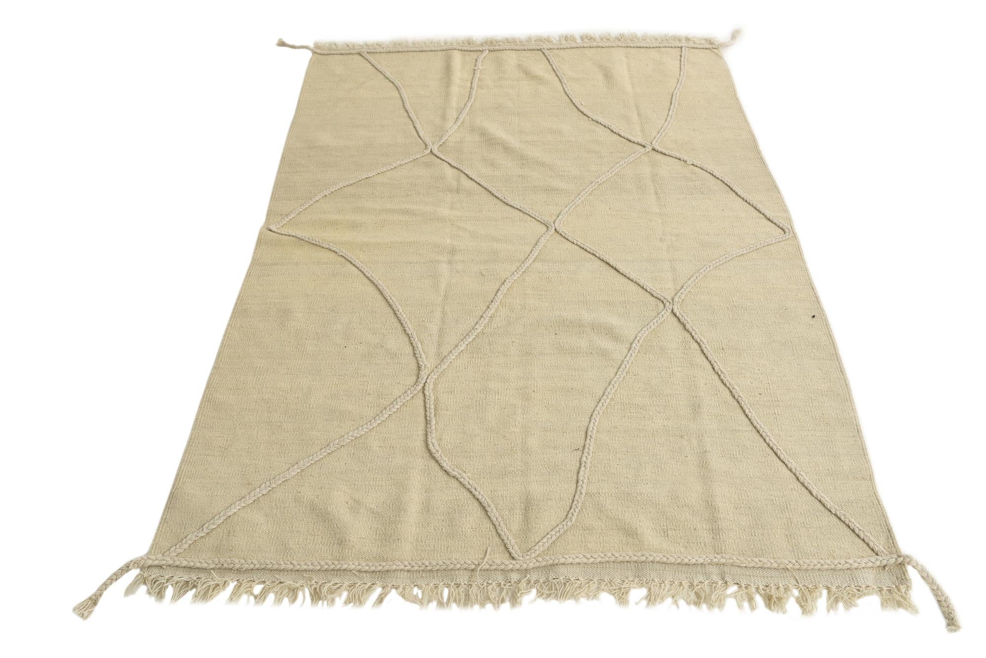 4' 4 x 6' 3 Hand Knotted Moroccan Wool Rug