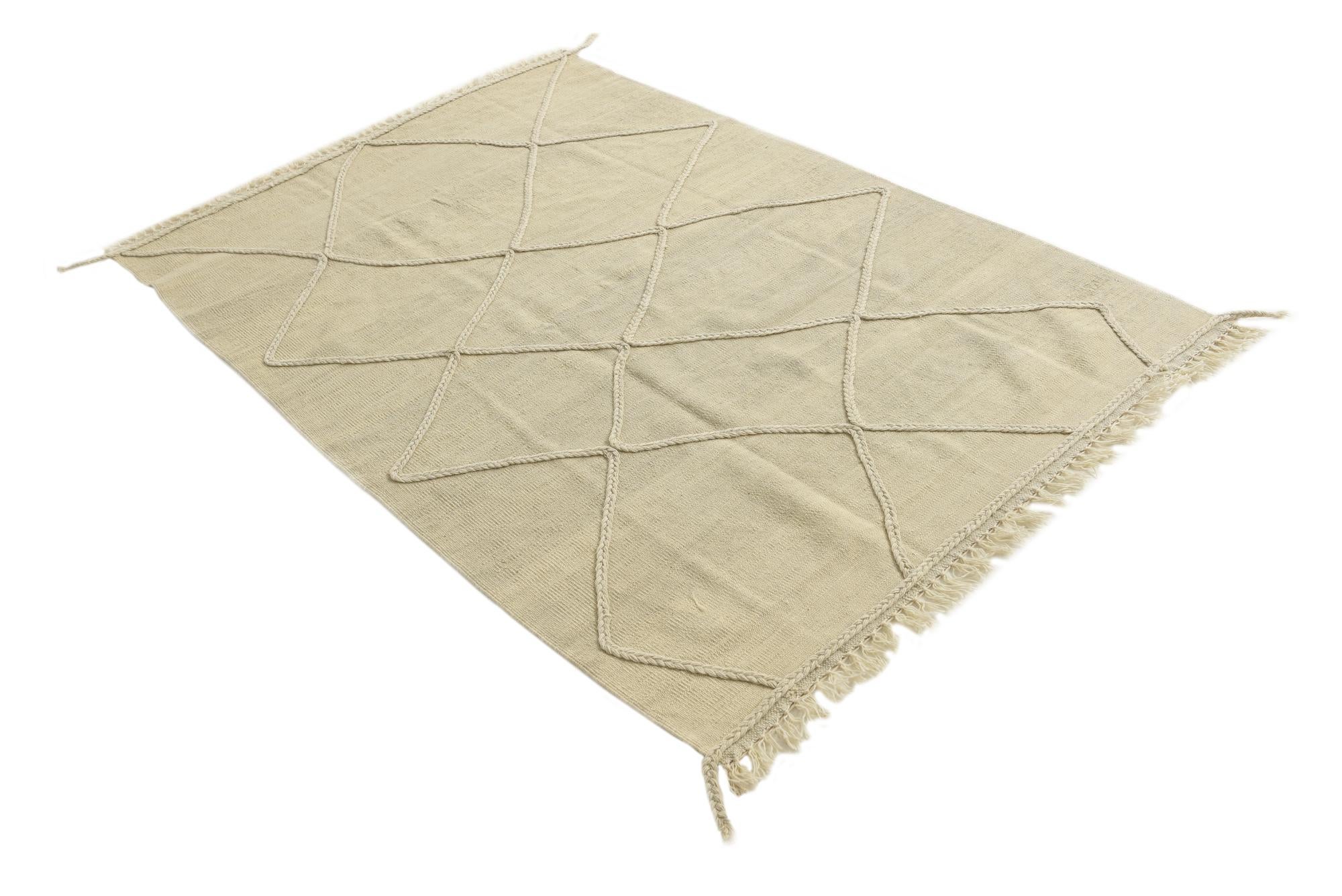 4' 2 x 6' 2 Hand Knotted Moroccan Wool Rug