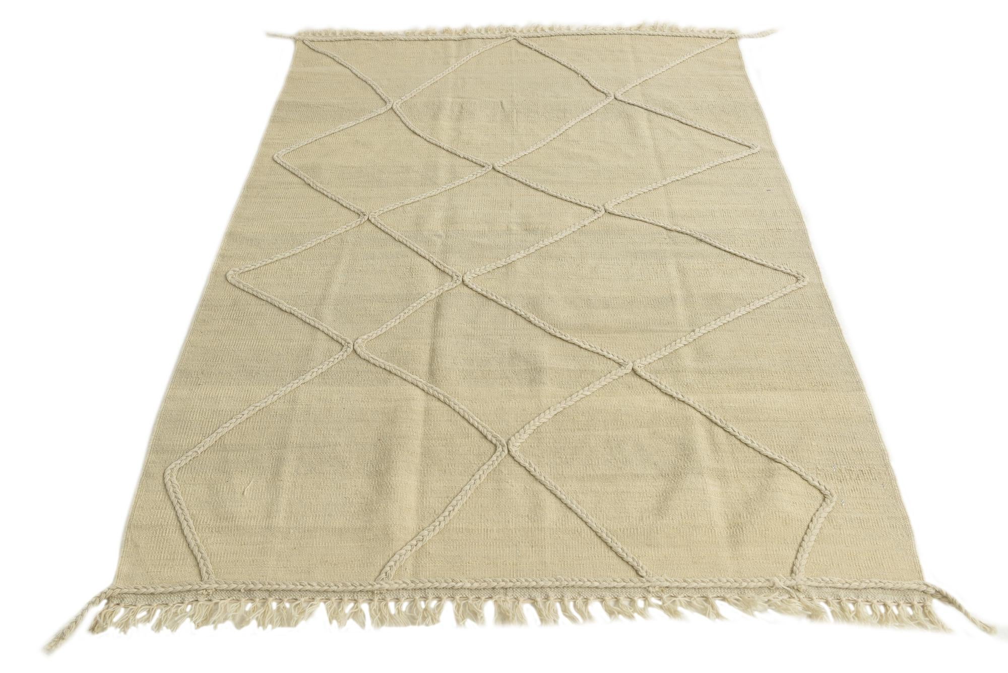 4' 2 x 6' 2 Hand Knotted Moroccan Wool Rug
