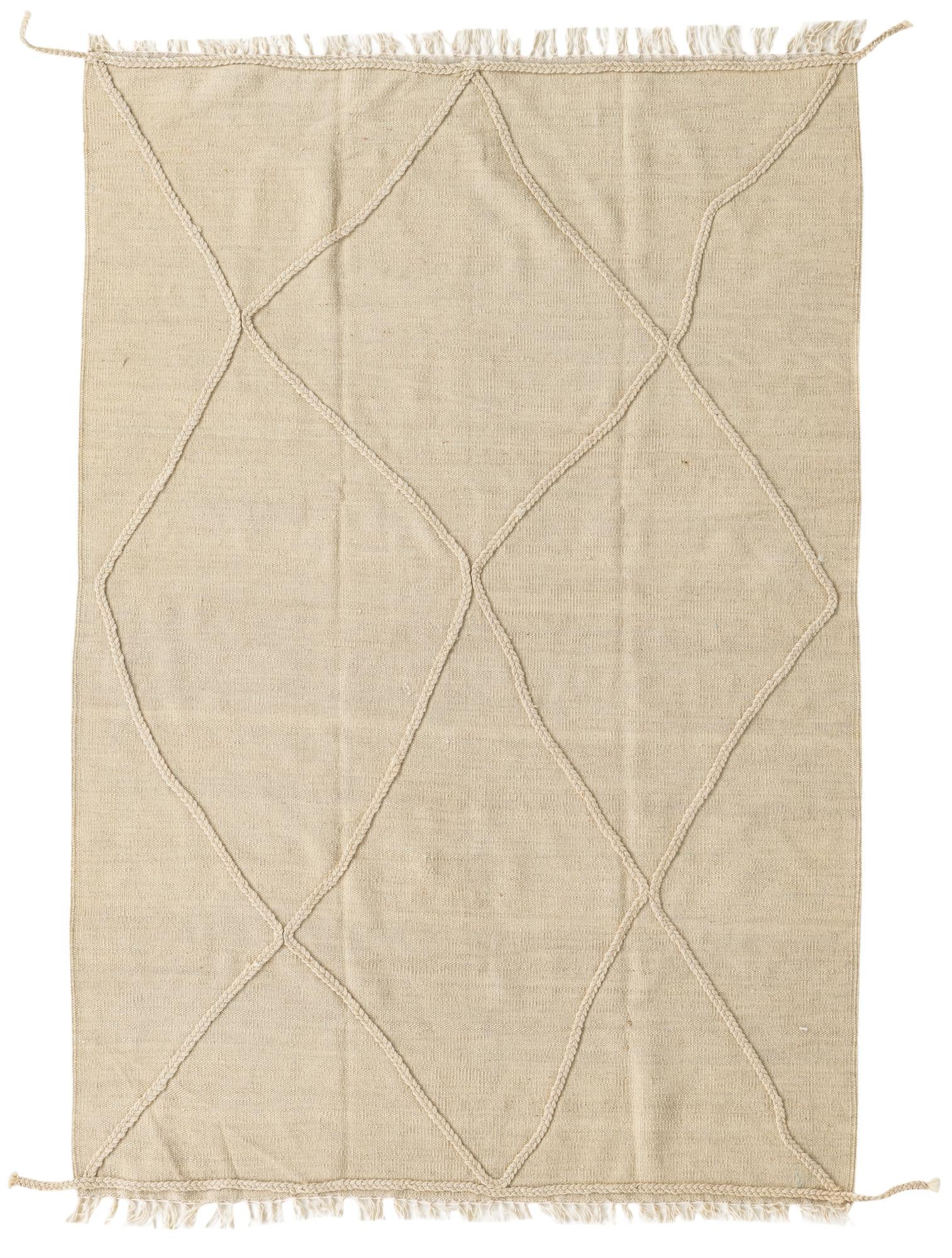 4' 1 x 6' Hand Knotted Moroccan Wool Rug