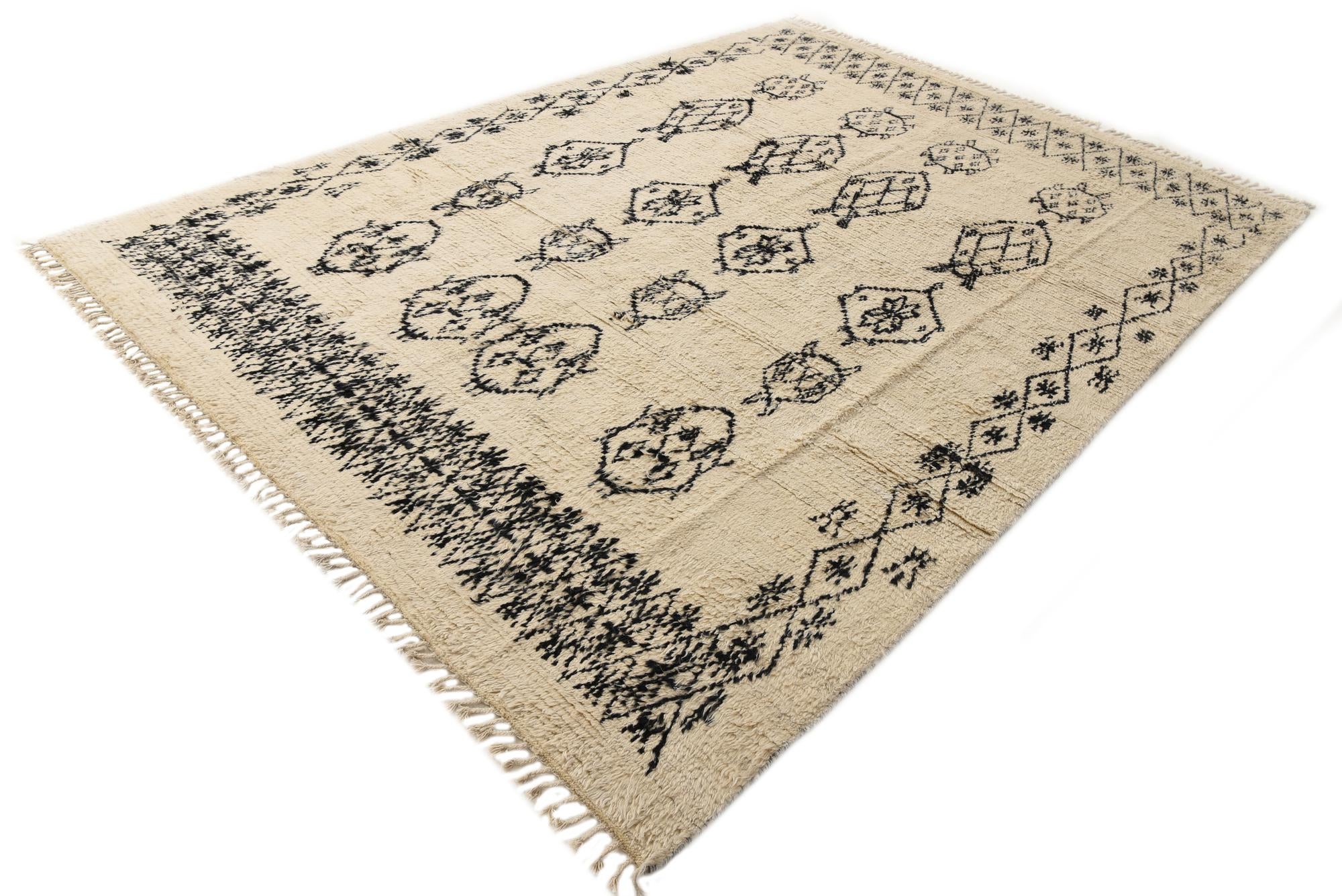 9' x 12' 5 Hand Knotted Moroccan Wool Rug