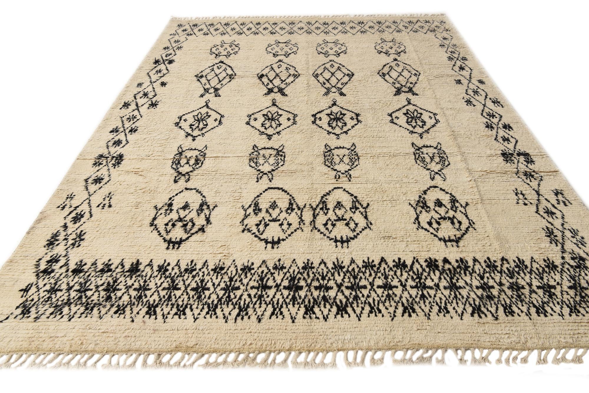 9' x 12' 5 Hand Knotted Moroccan Wool Rug
