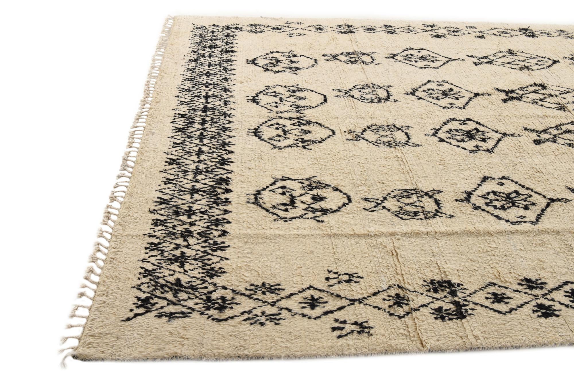 9' x 12' 5 Hand Knotted Moroccan Wool Rug