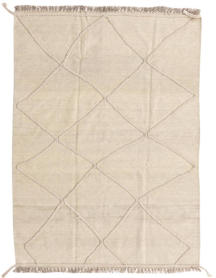 Detail image of 4' 1 x 6' Hand Knotted Moroccan Wool Rug