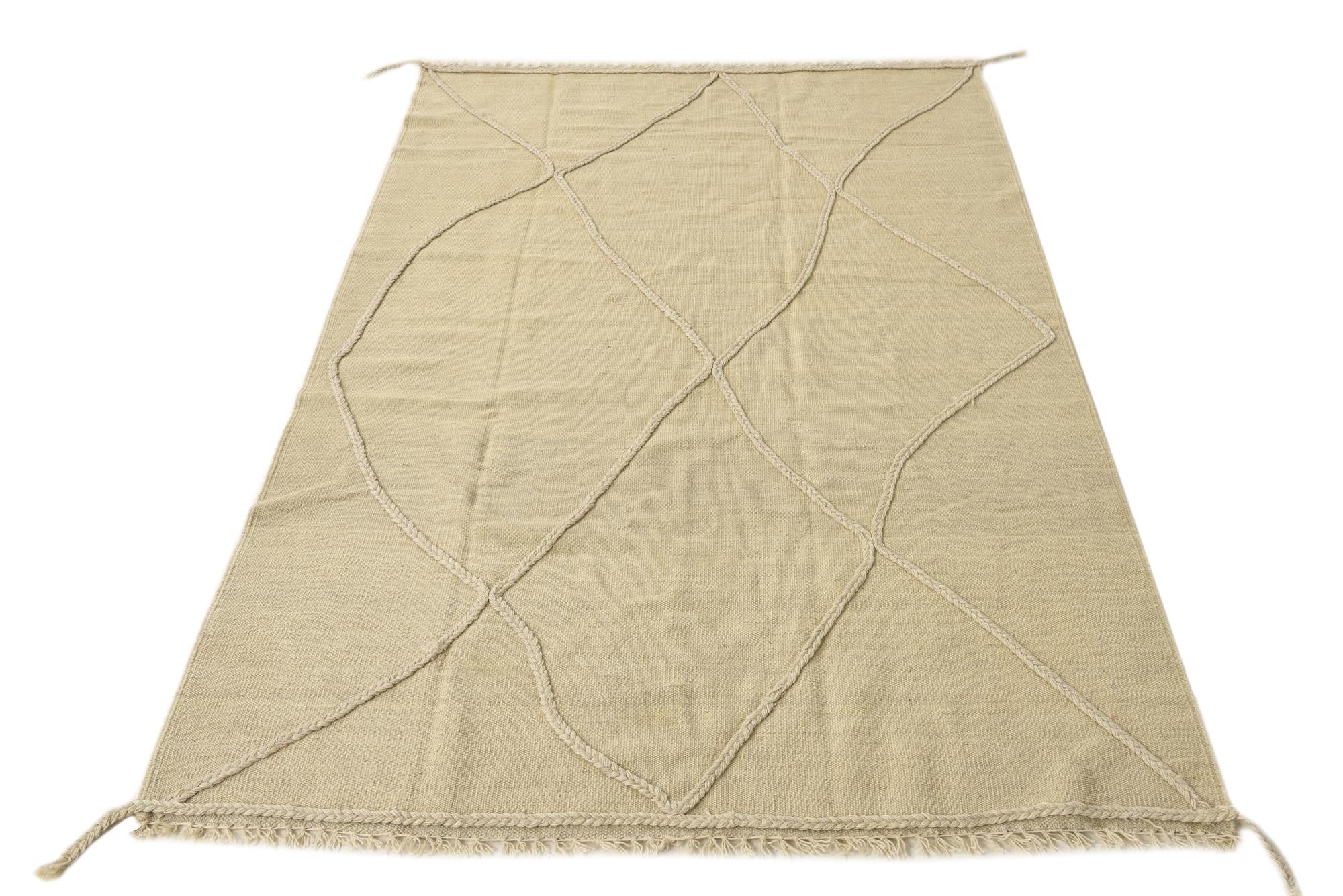 4' x 6' 2 Hand Knotted Moroccan Wool Rug