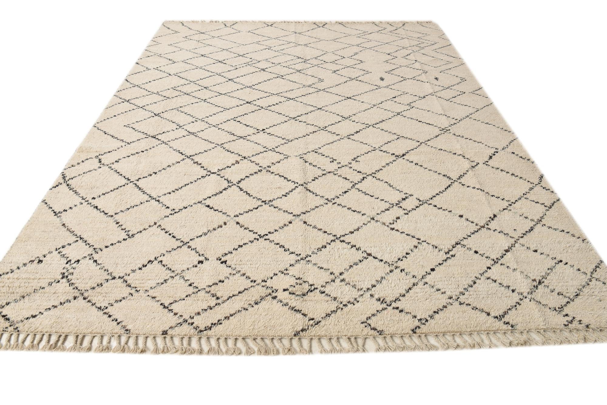 8' x 10' 3 Hand Knotted Moroccan Wool Rug