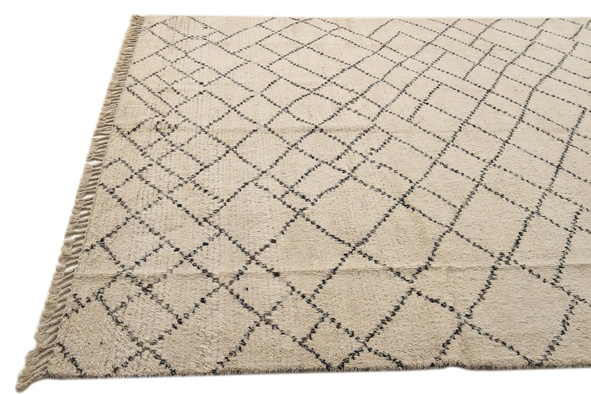 8' x 10' 3 Hand Knotted Moroccan Wool Rug