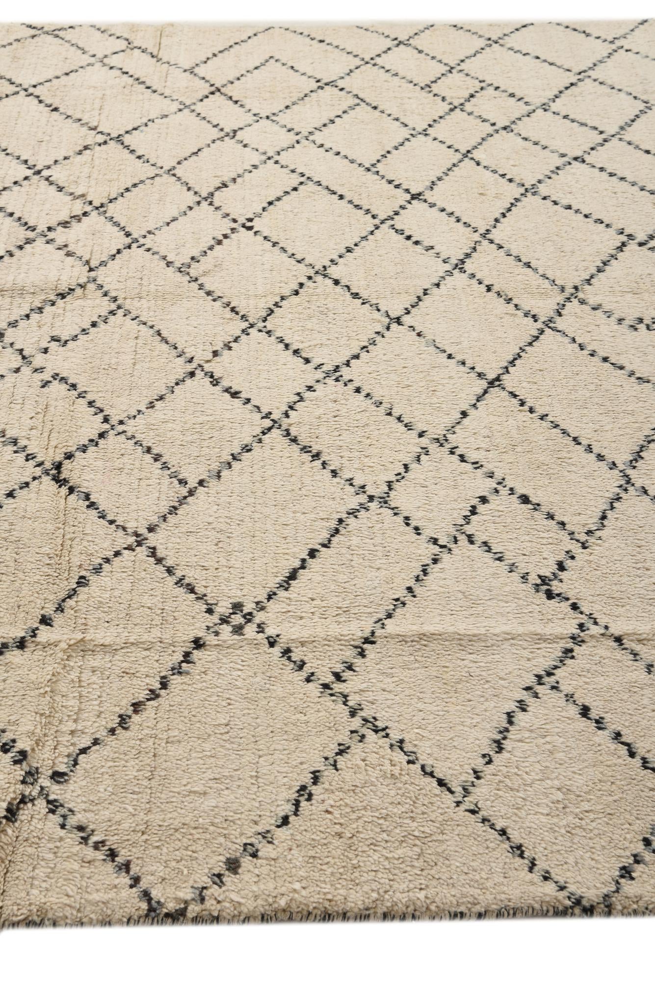 8' x 10' 3 Hand Knotted Moroccan Wool Rug