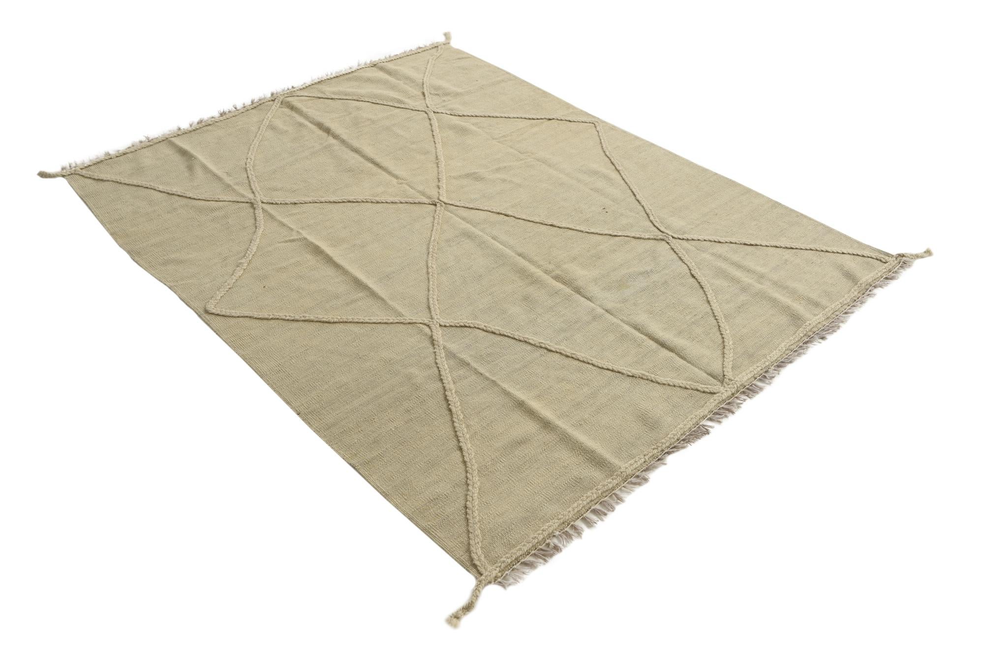 5' x 6' 4 Hand Knotted Moroccan Wool Rug