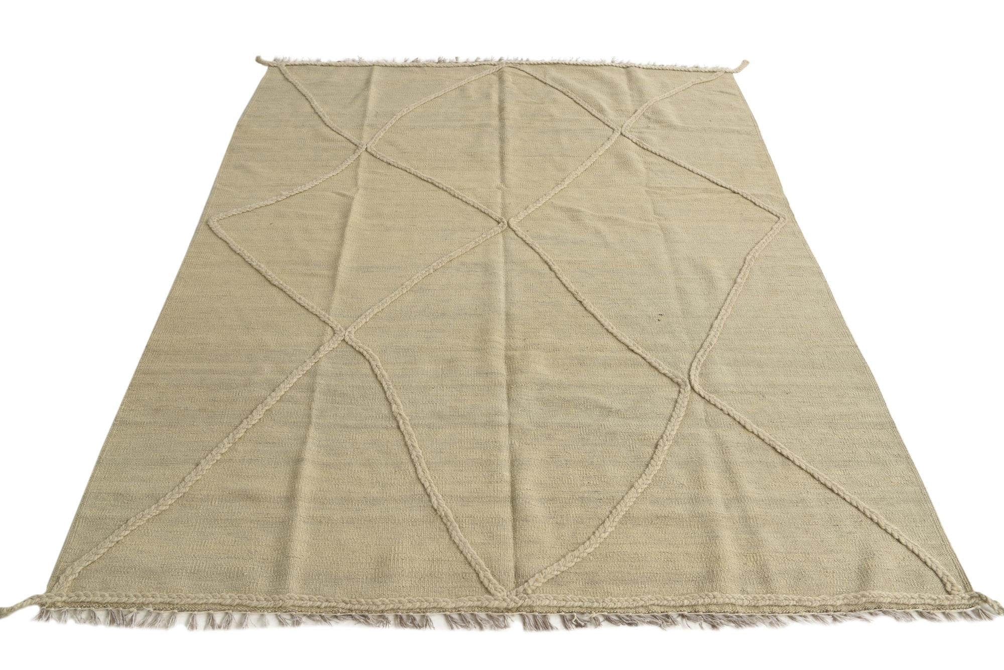 5' x 6' 4 Hand Knotted Moroccan Wool Rug
