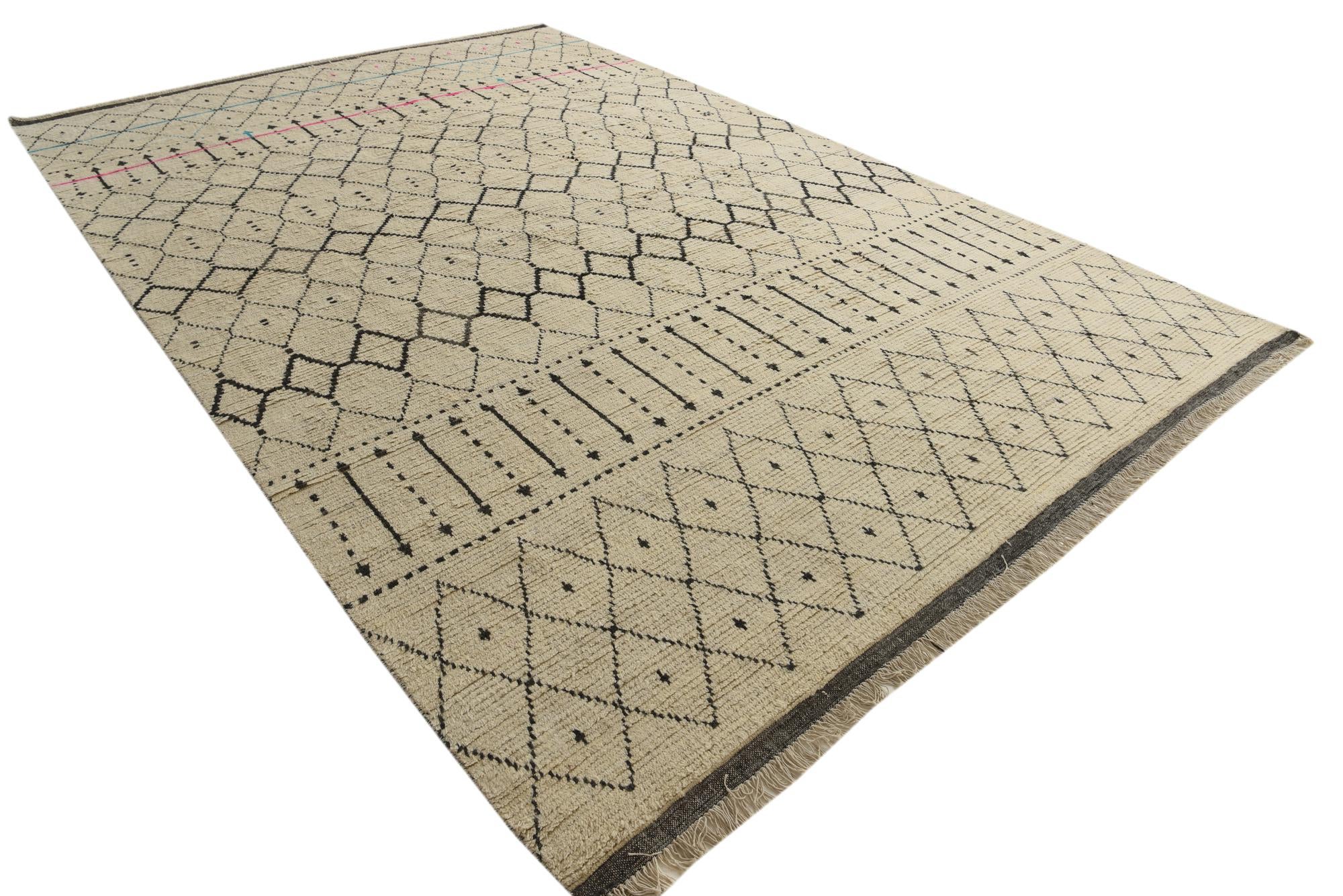 9' 10 x 15' Hand Knotted Moroccan Wool Rug