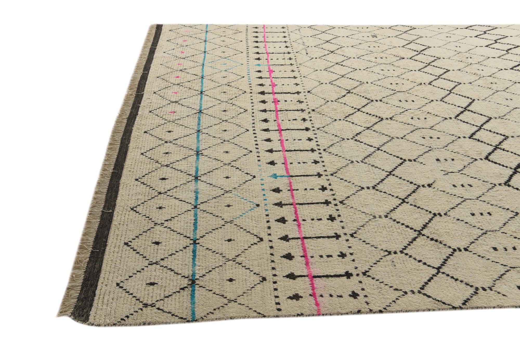 9' 10 x 15' Hand Knotted Moroccan Wool Rug