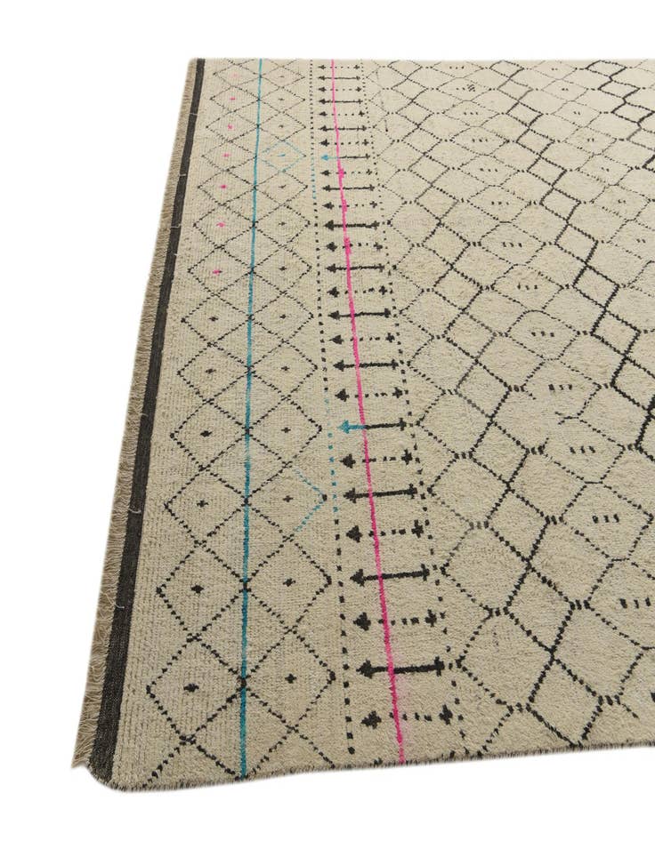 Detail image of 9' 10 x 15'  Hand Knotted Moroccan Wool Rug