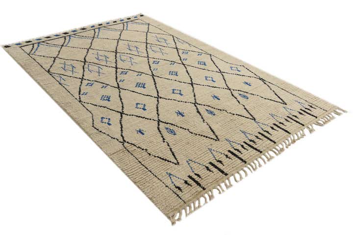 6' x 9' 3 Hand Knotted Moroccan Wool Rug