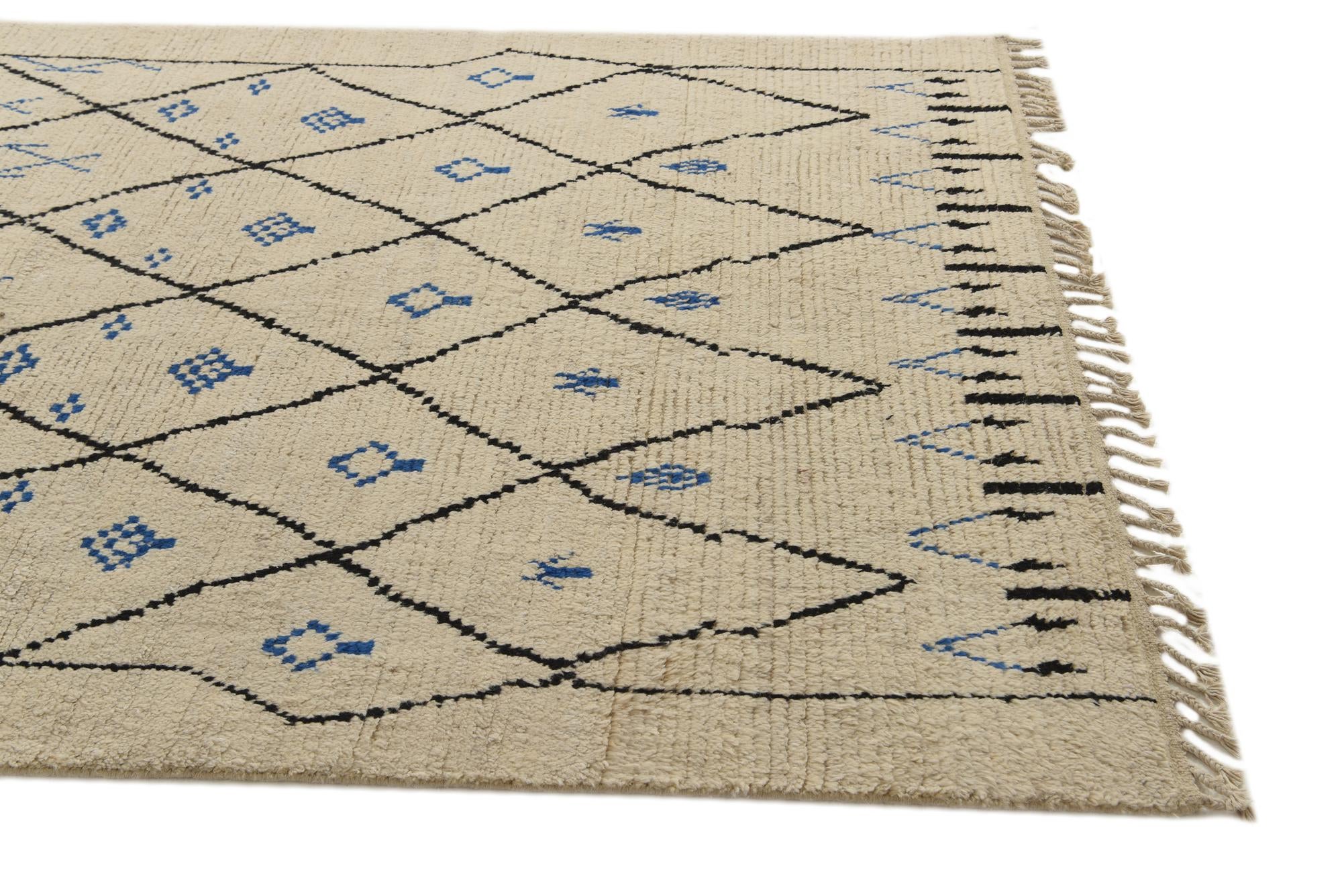 6' x 9' 3 Hand Knotted Moroccan Wool Rug