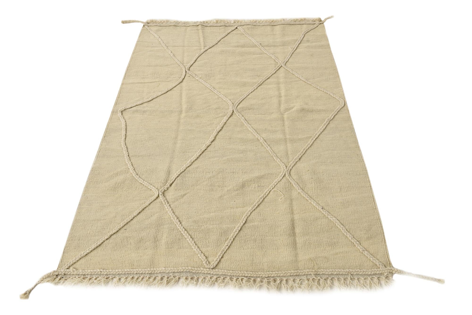 3' 6 x 5' 1 Hand Knotted Moroccan Wool Rug