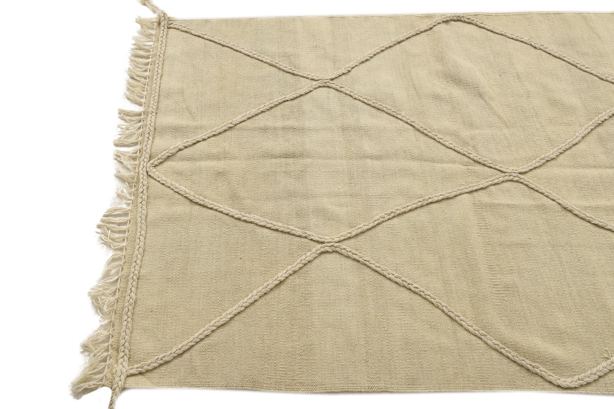 3' 4 x 4' 11 Hand Knotted Moroccan Wool Rug