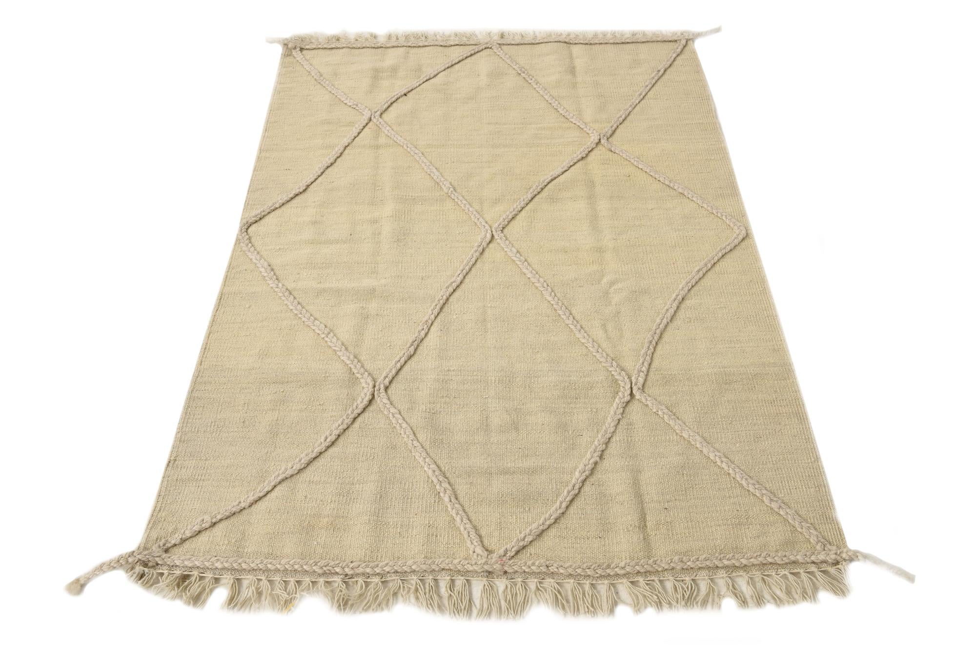 3' 4 x 5' Hand Knotted Moroccan Wool Rug