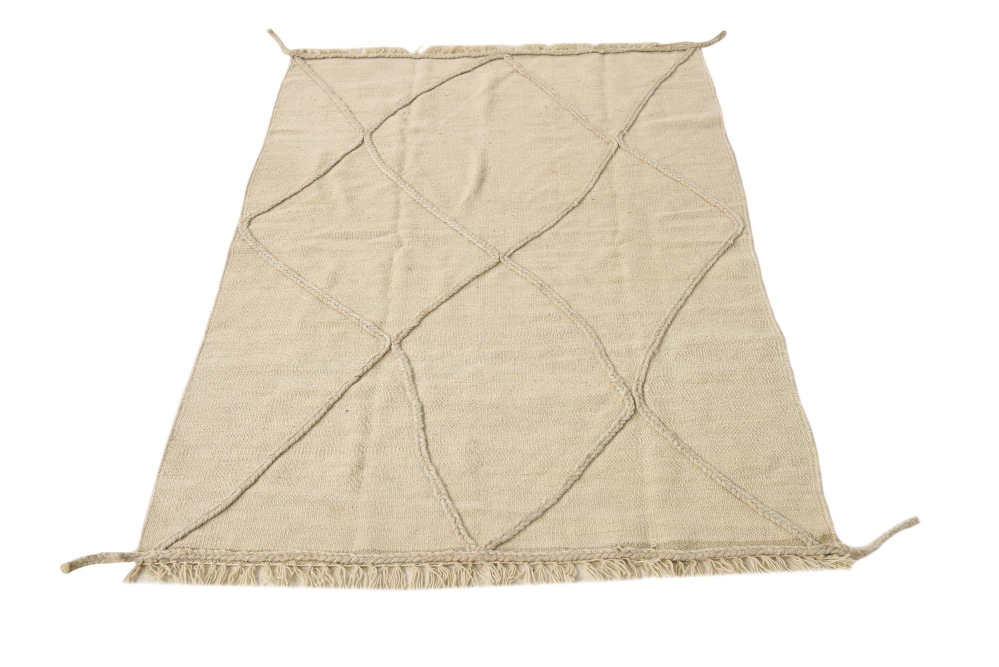 3' 4 x 5' 2 Hand Knotted Moroccan Wool Rug