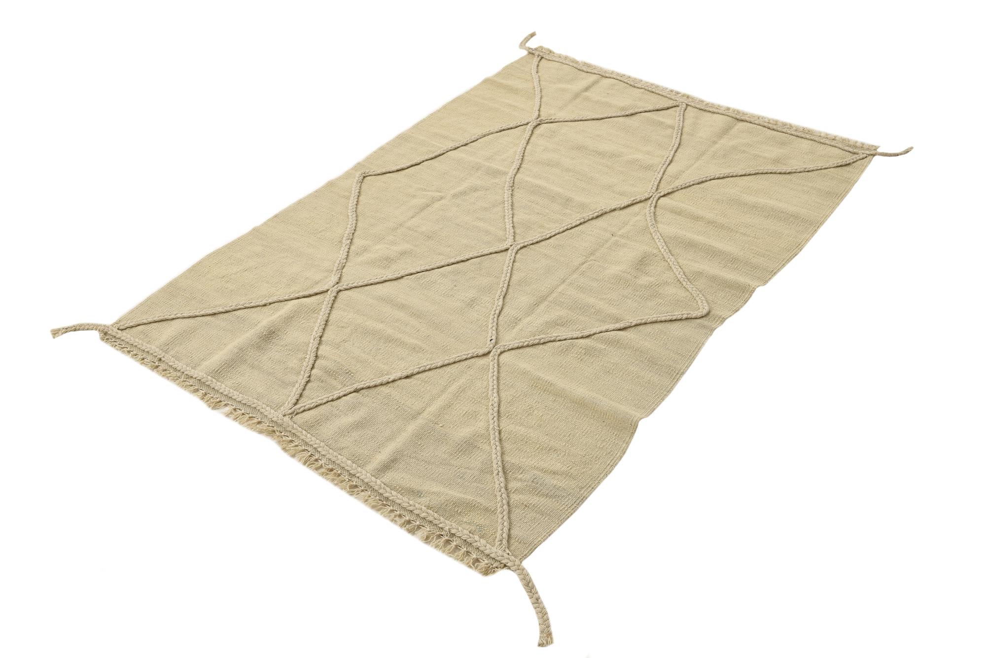 3' 5 x 5' Hand Knotted Moroccan Wool Rug