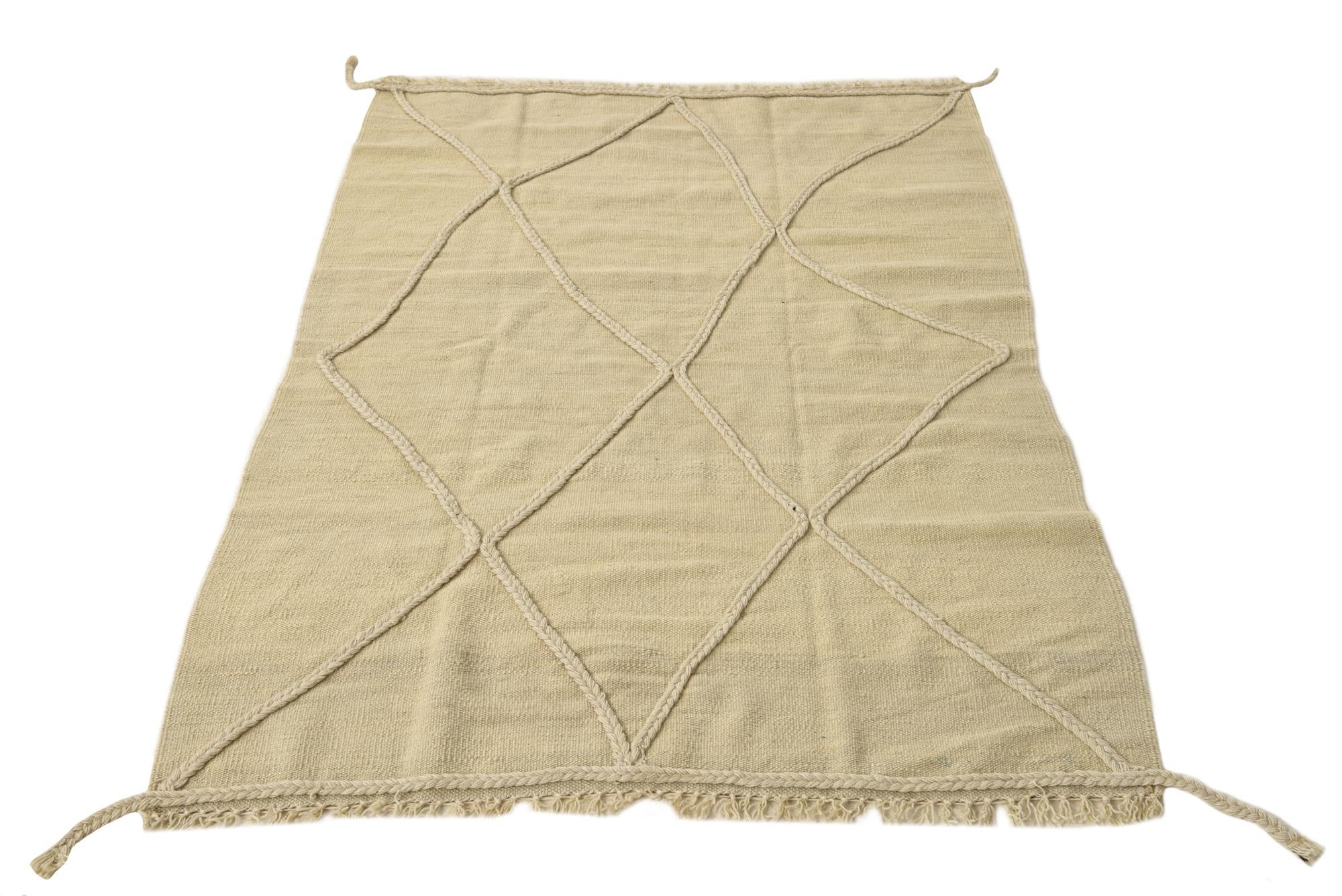 3' 5 x 5' Hand Knotted Moroccan Wool Rug