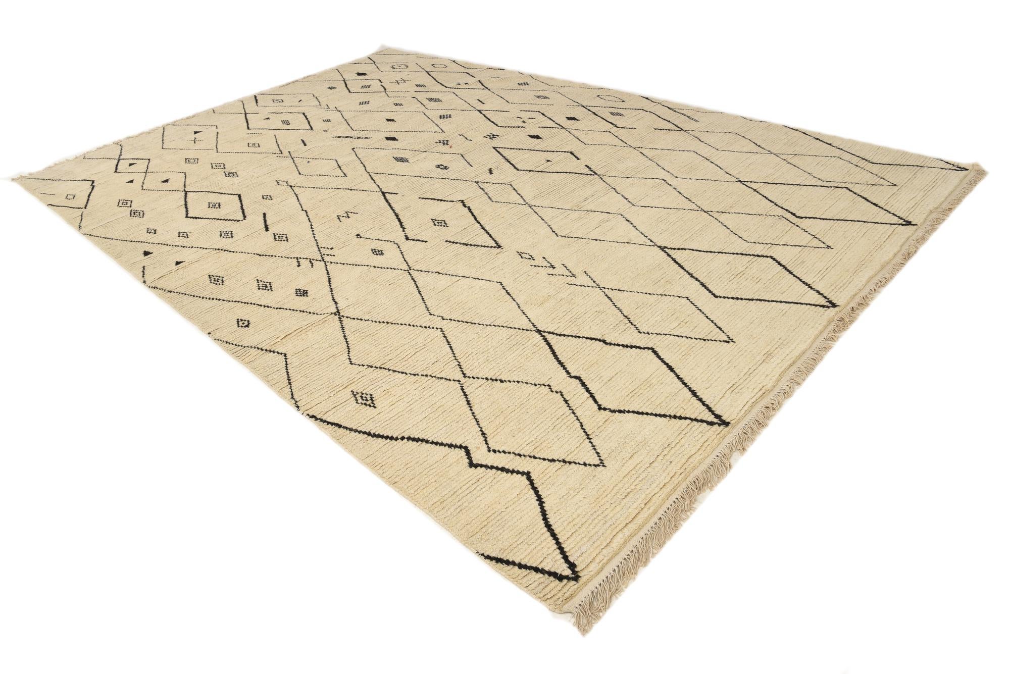 9' 11 x 14' 10 Hand Knotted Moroccan Wool Rug