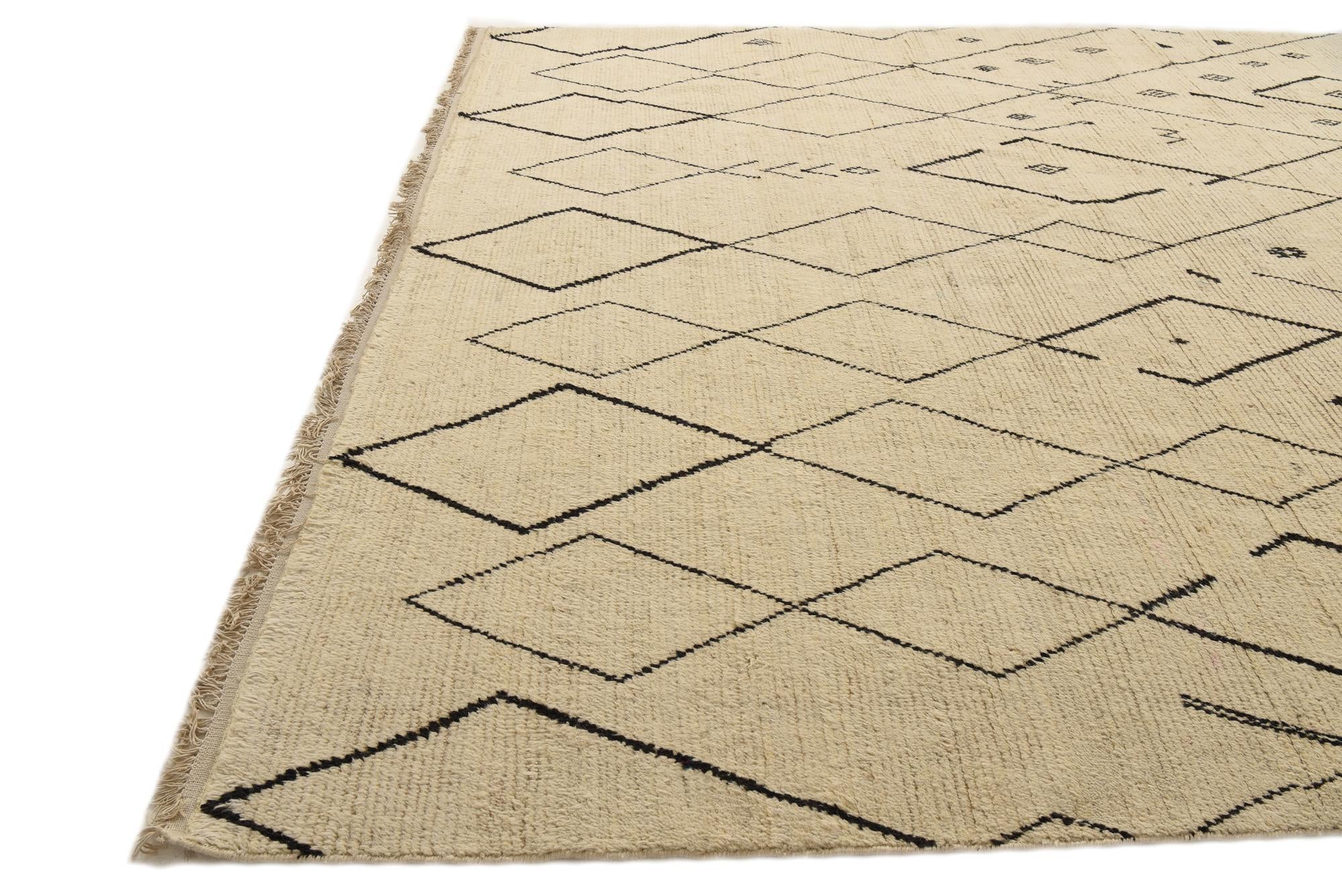 9' 11 x 14' 10 Hand Knotted Moroccan Wool Rug
