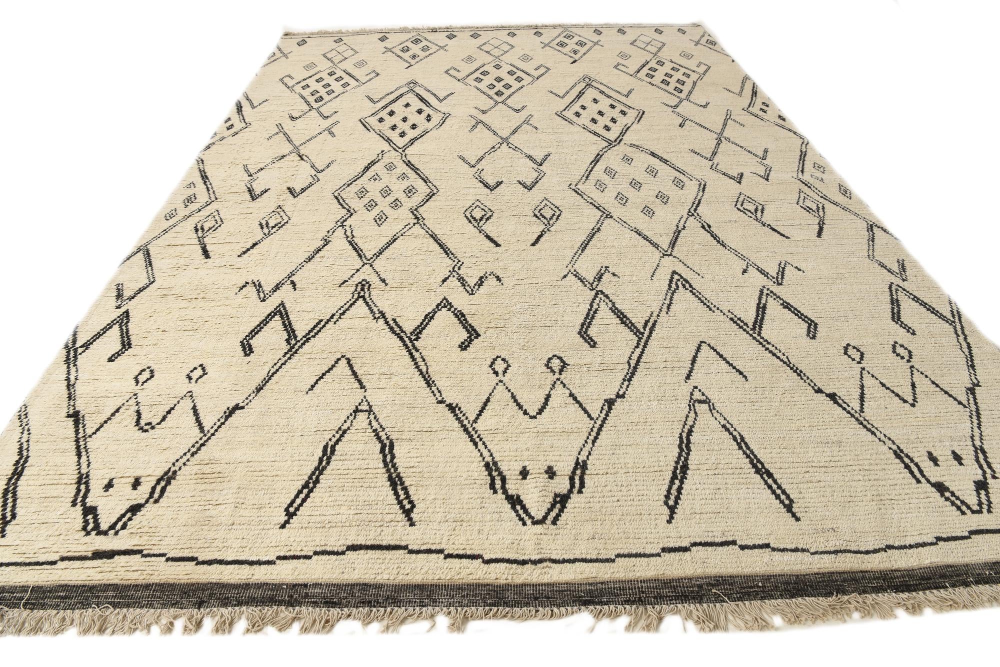 10' x 14' 7 Hand Knotted Moroccan Wool Rug