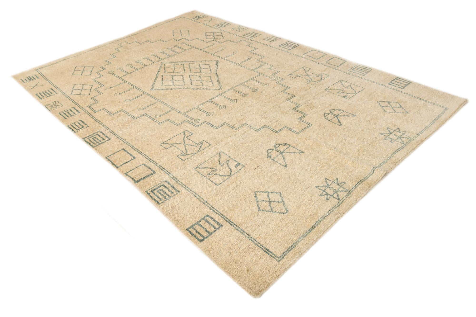 6' 6 x 9' 8 Hand Knotted Moroccan Wool Rug