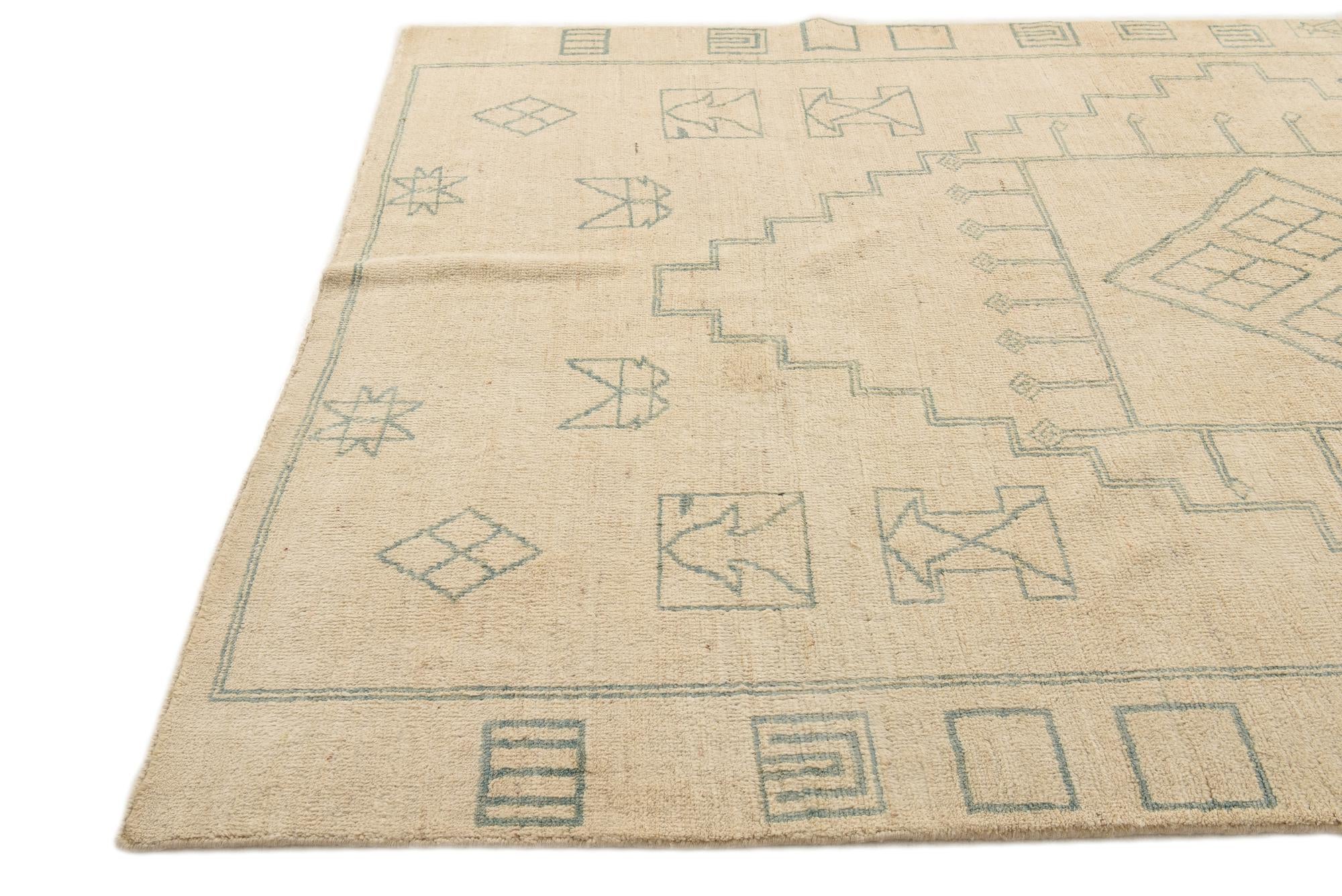 6' 6 x 9' 8 Hand Knotted Moroccan Wool Rug