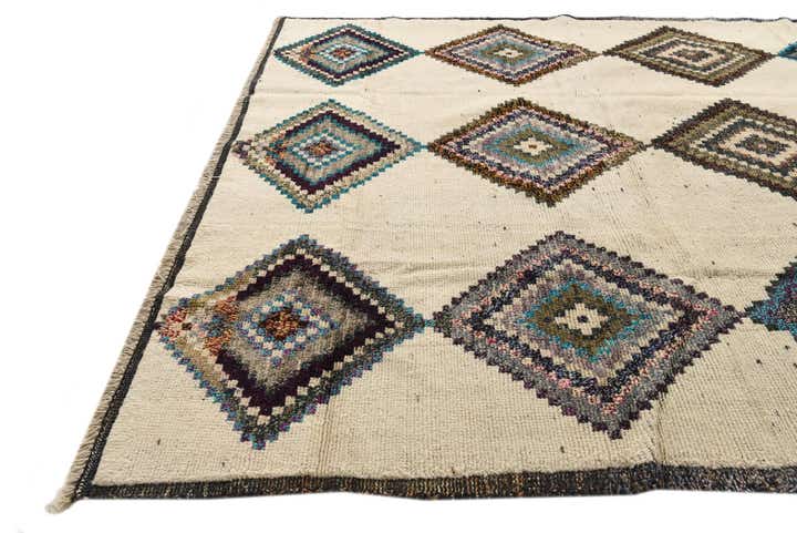 9' x 12' 4 Hand Knotted Moroccan Wool Rug