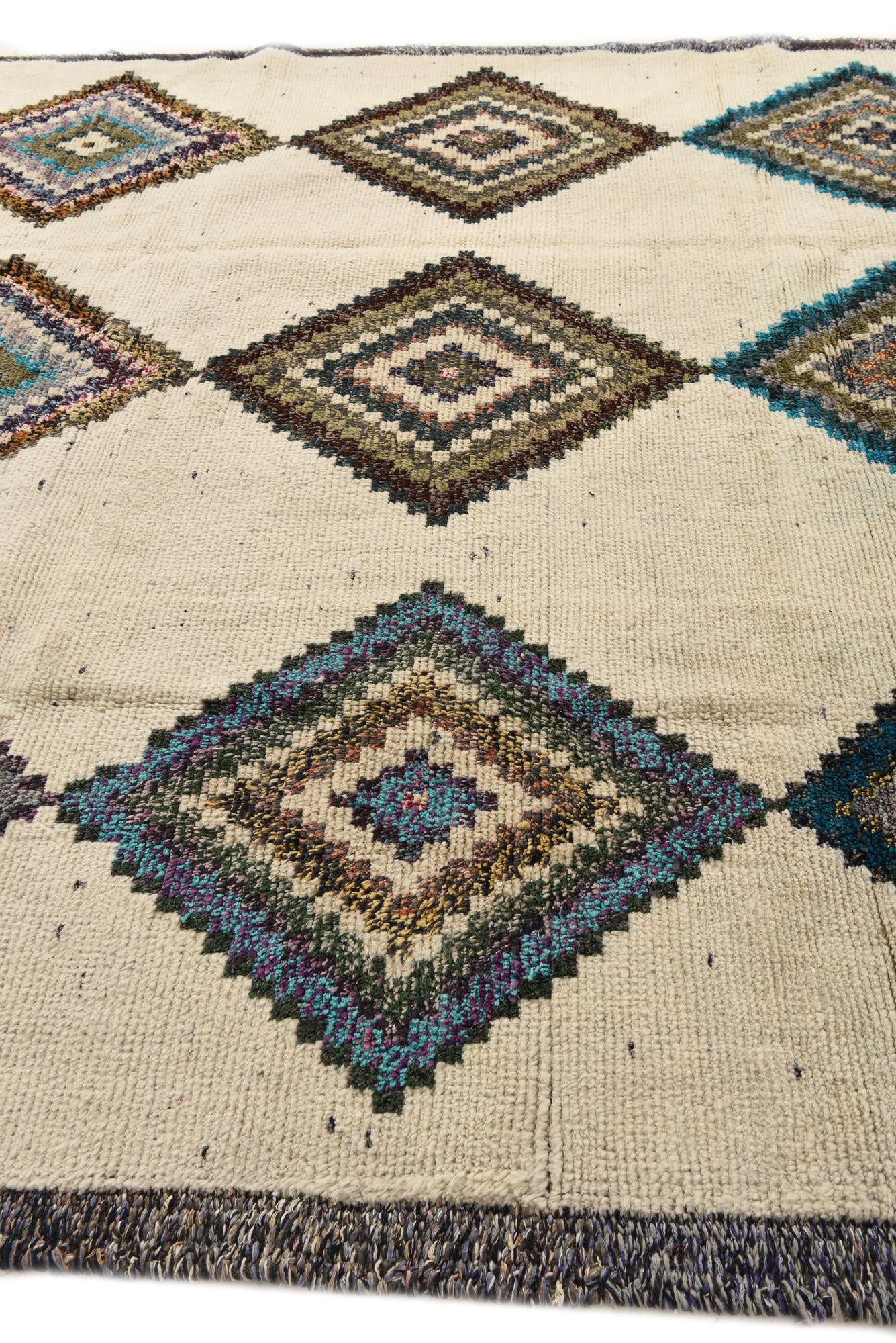 9' x 12' 4 Hand Knotted Moroccan Wool Rug