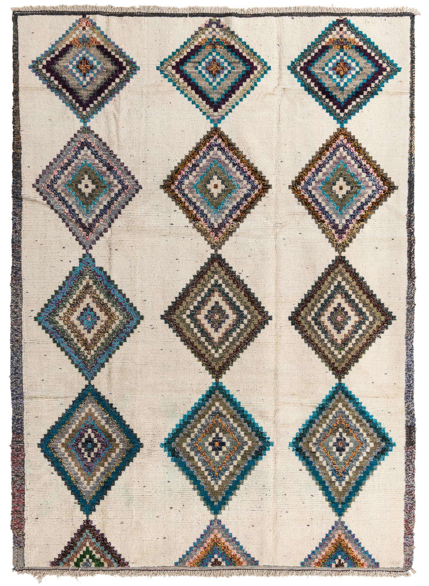 9' x 12' 4 Hand Knotted Moroccan Wool Rug