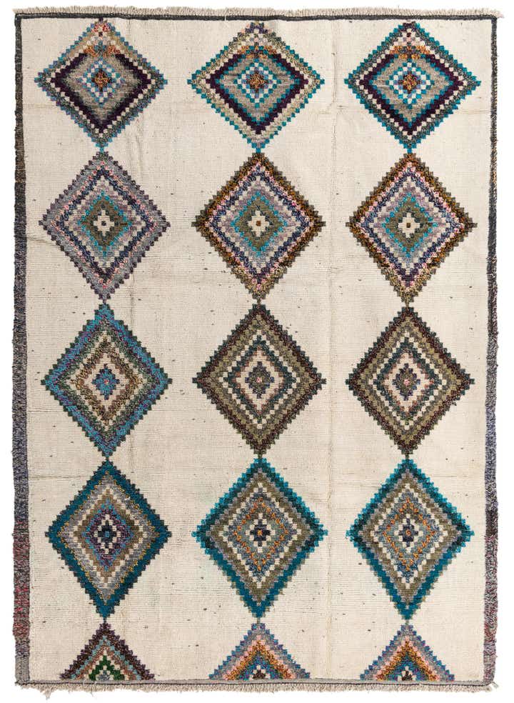 9' x 12' 4 Hand Knotted Moroccan Wool Rug