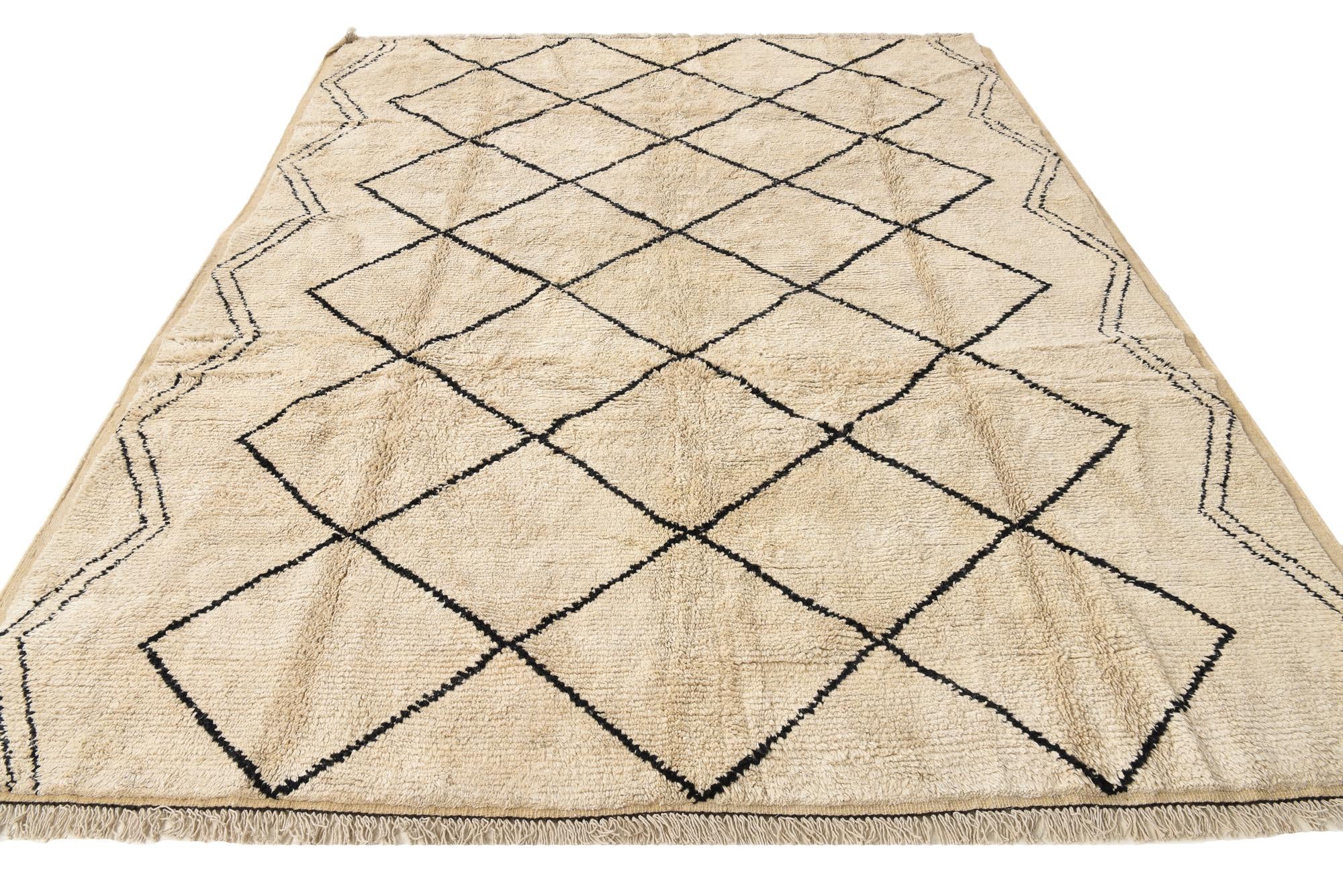 7' 7 x 9' 8 Hand Knotted Moroccan Wool Rug