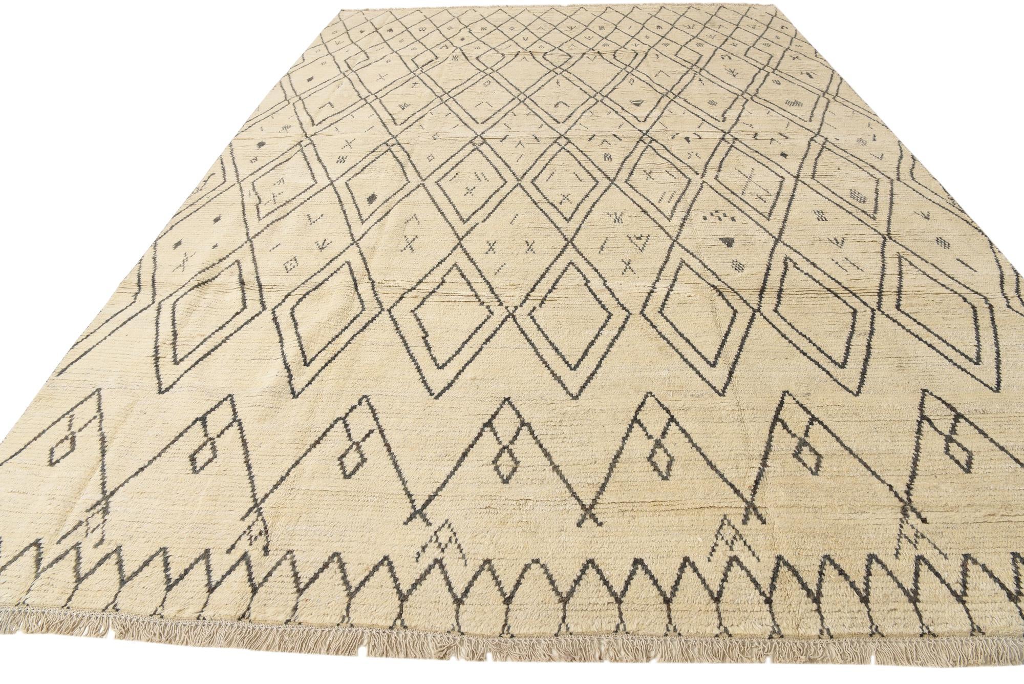 9' 10 x 14' 7 Hand Knotted Moroccan Wool Rug