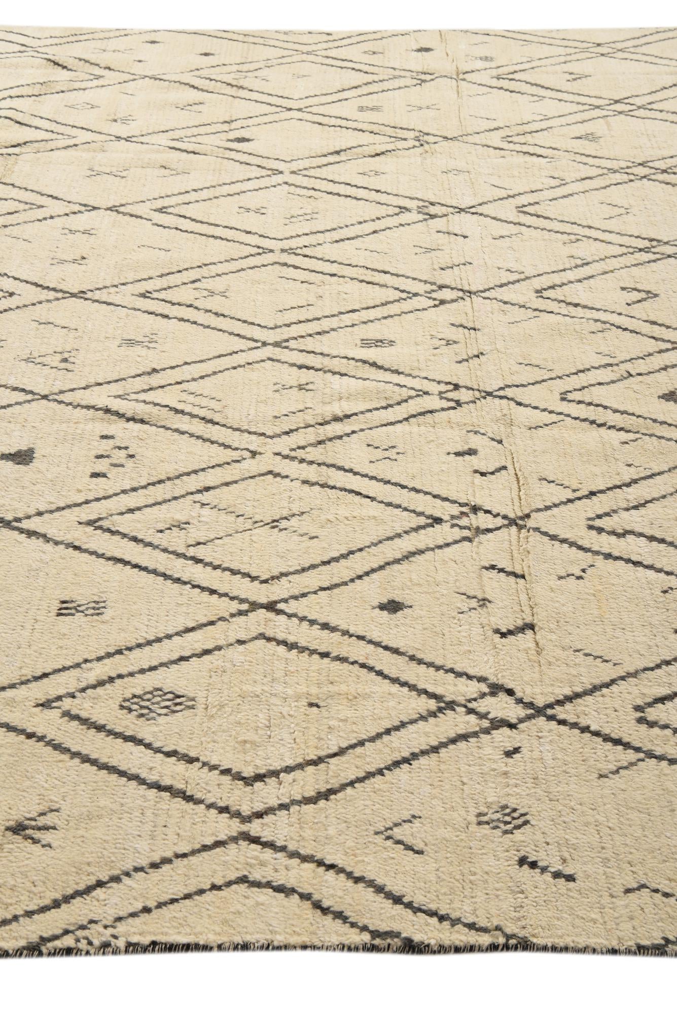 9' 10 x 14' 7 Hand Knotted Moroccan Wool Rug