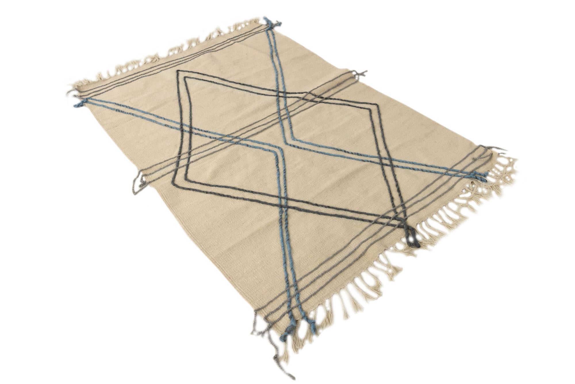 3' 5 x 5' Hand Knotted Moroccan Wool Rug