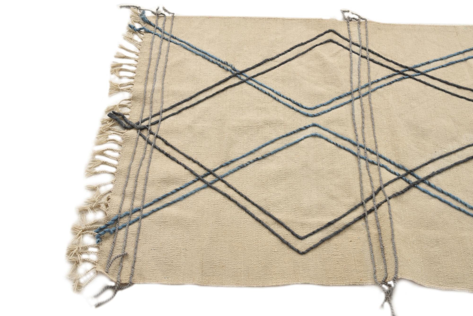 3' 5 x 5' Hand Knotted Moroccan Wool Rug