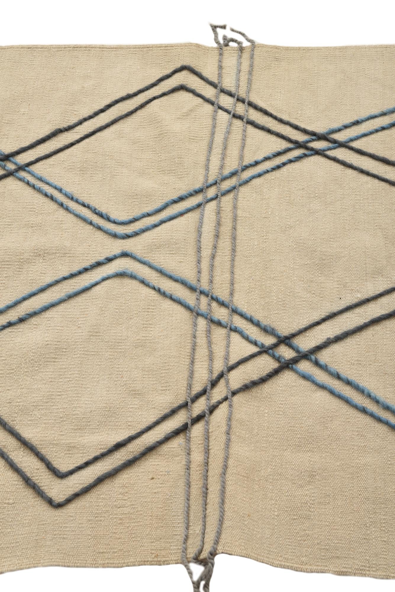 3' 5 x 5' Hand Knotted Moroccan Wool Rug