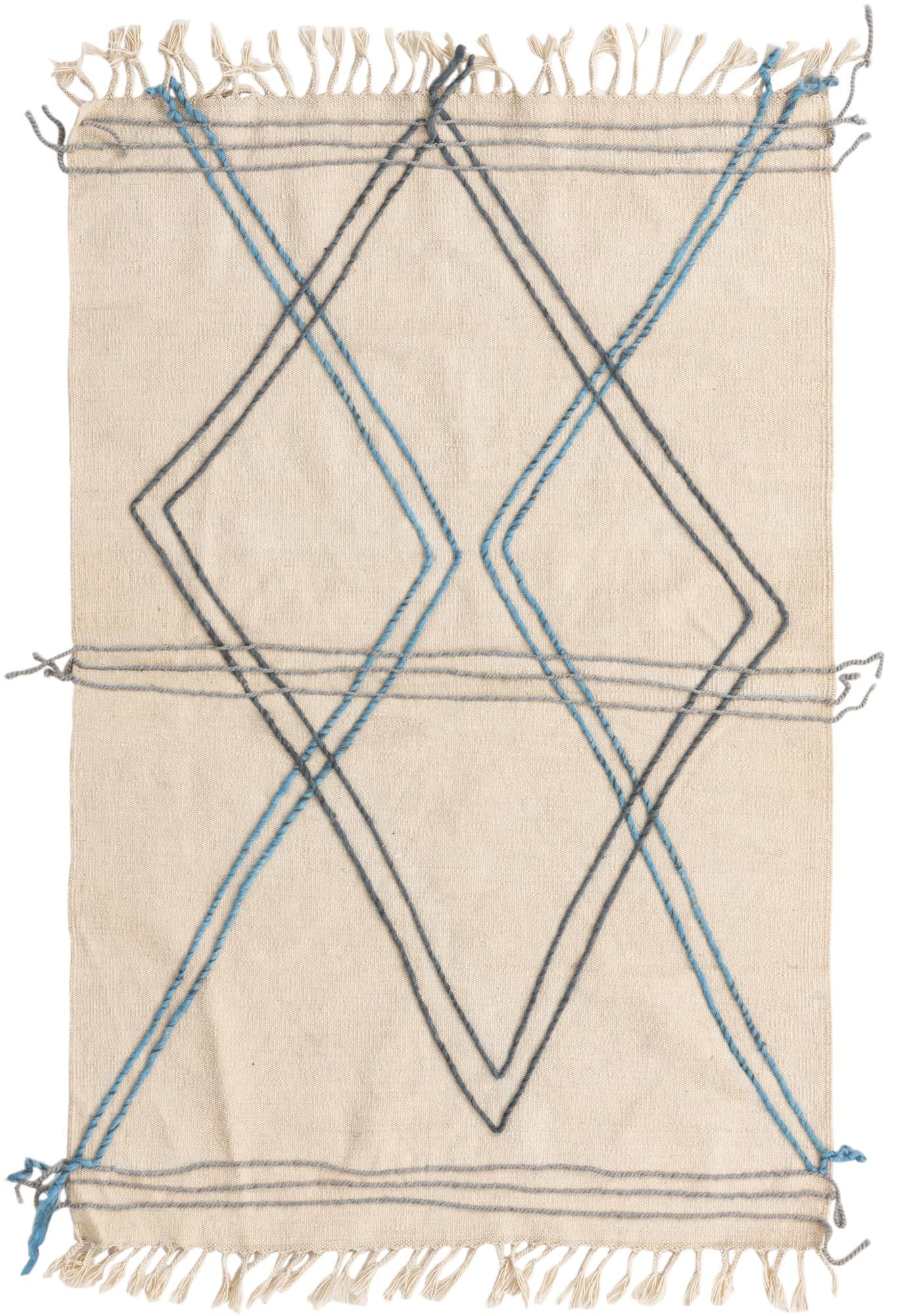 3' 5 x 5' Hand Knotted Moroccan Wool Rug