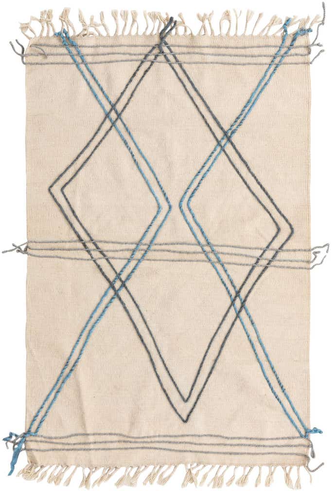 3' 5 x 5' Hand Knotted Moroccan Wool Rug