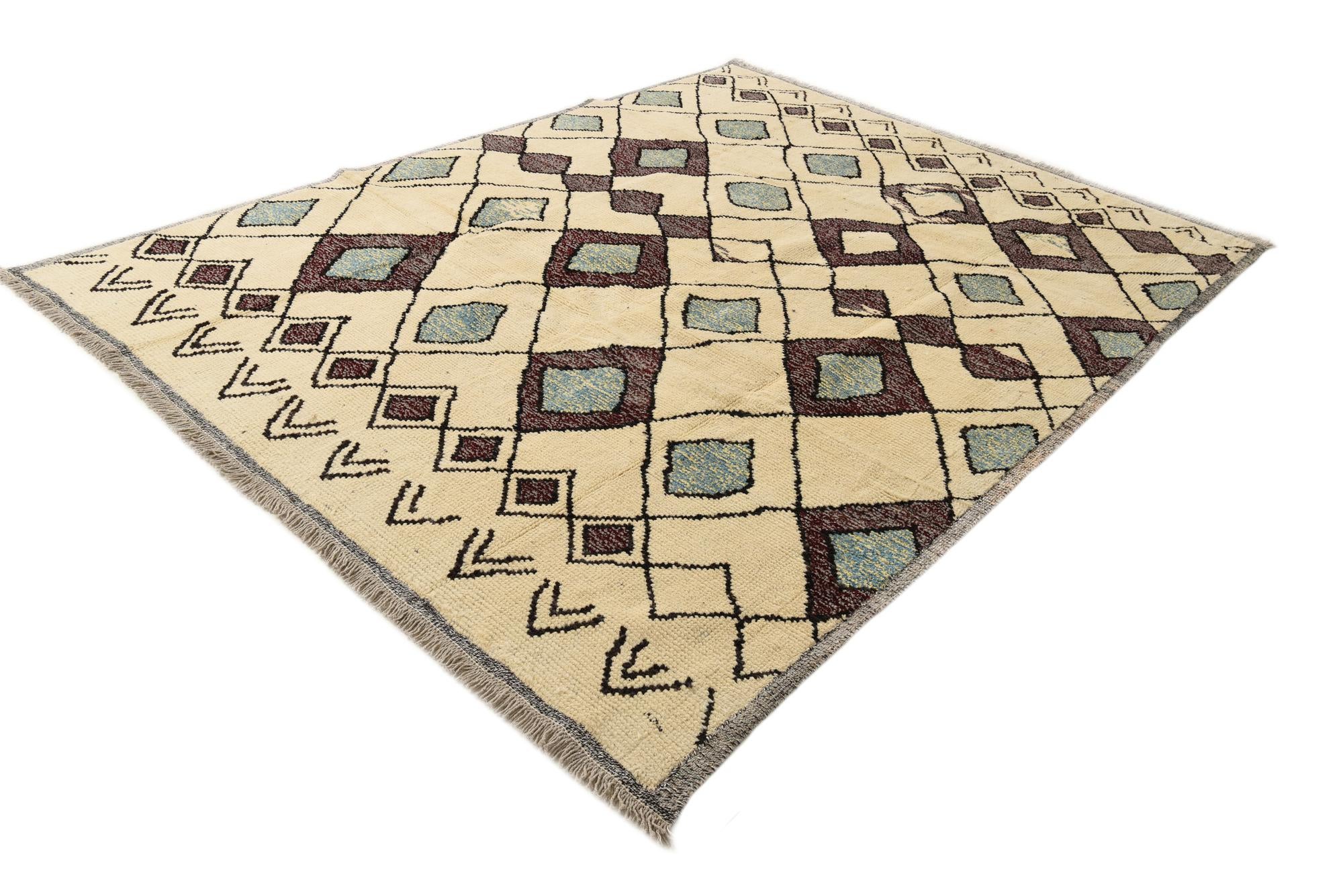 7' 11 x 10' 5 Hand Knotted Moroccan Wool Rug