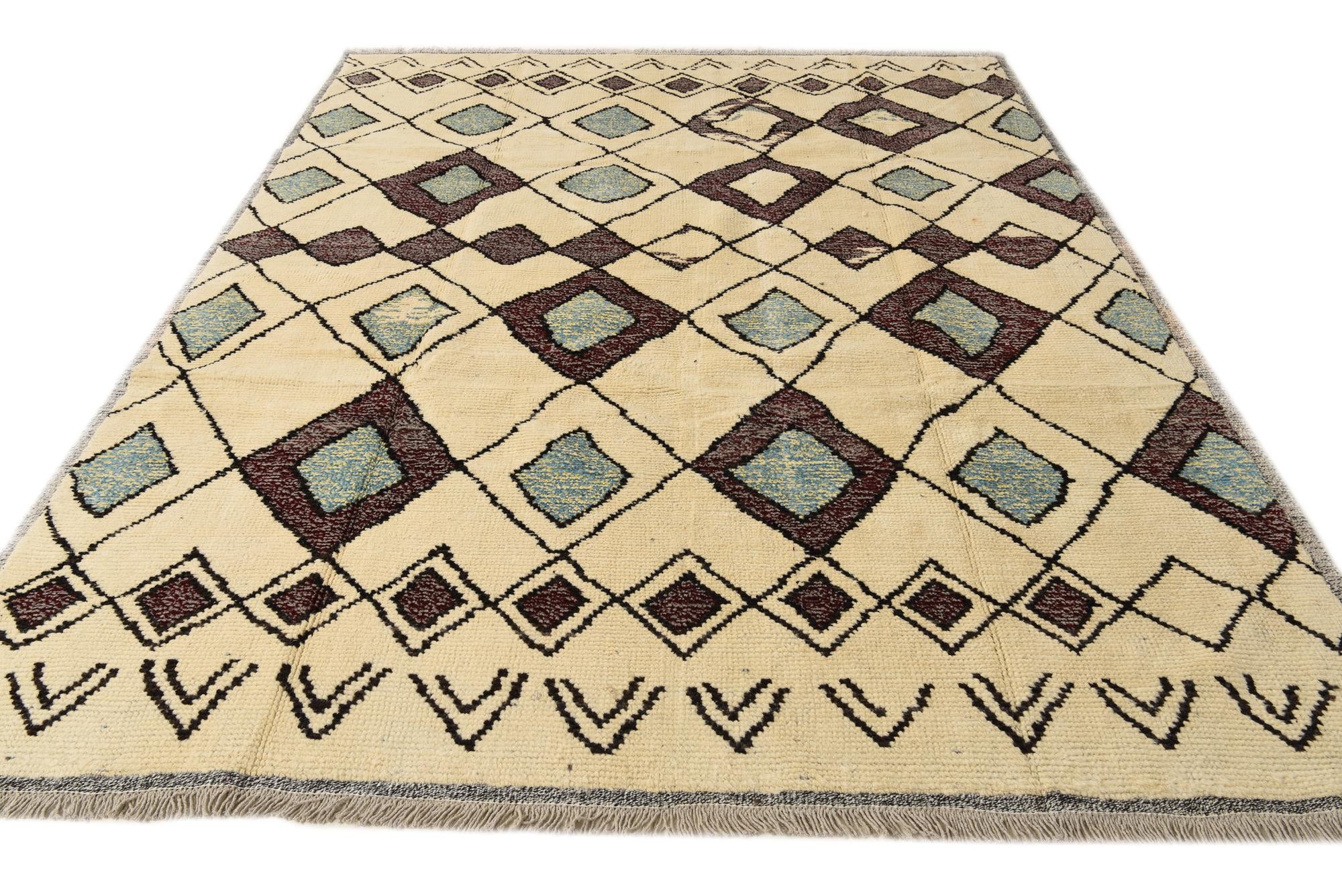7' 11 x 10' 5 Hand Knotted Moroccan Wool Rug