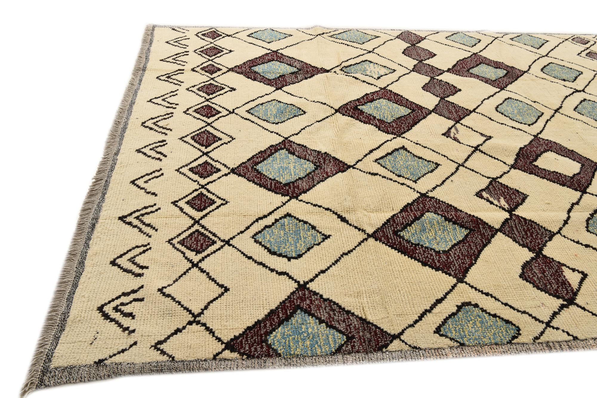 7' 11 x 10' 5 Hand Knotted Moroccan Wool Rug